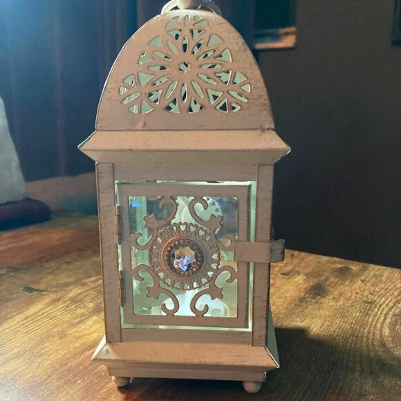 Pier 1 White Jeweled Mini Lantern, 8.5” H x 3.5” W - Picture 1 of 9